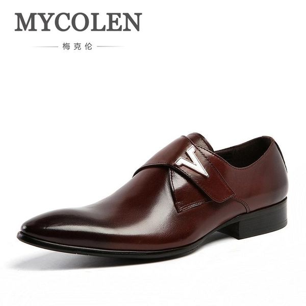 

mycolen men formal shoes luxury business dress shoes full leather pointed toe loafers men wedding leather shoe black