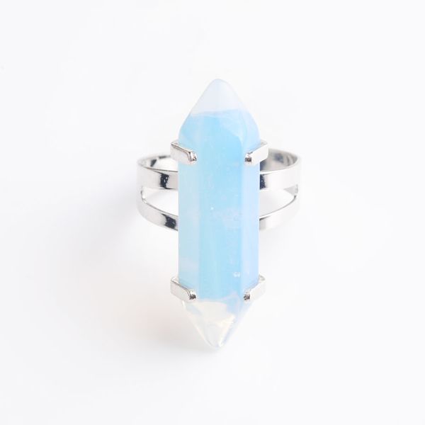 

wojiaer unique ring for women natural white opal stone beads rings silver color party jewelry 1pcs dx3012, Golden;silver