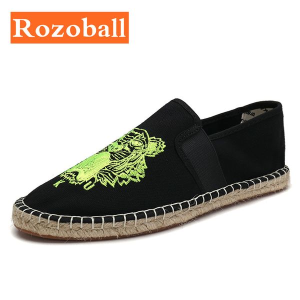 

plus size men loafers fashion casual canvas shoes breathable men espadrilles light driving shoes dropshipping rozoball, Black