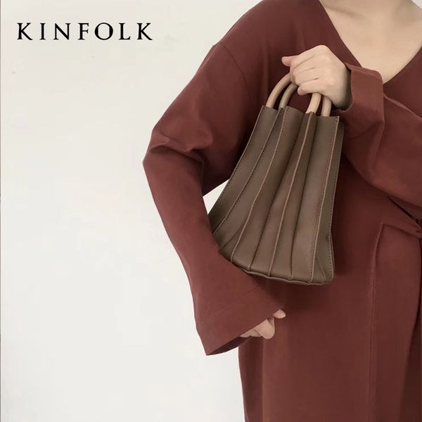 

2019 south korean three-dimensional folded wooden ring water drum bag ladies hand bags crossbody bags for women