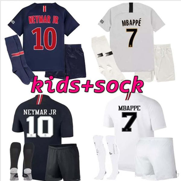 

2018 2019 kid kit maillot p g occer jer ey mbappe cavani di maria verratti draxler dani alve veah youth boy with ock football hirt