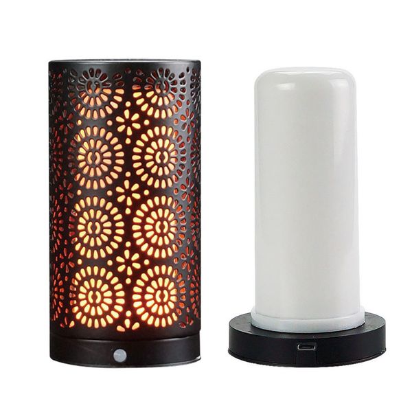 

Led flame effect light u b rechargeable table lamp with magnetic ba e 96 led bulb waterproof flicker flame light for party indoor outdoor