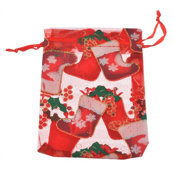 

10pcs red christmas stocking gift holder organza bgas christmas decoration for home new year party supplies 12x9cm