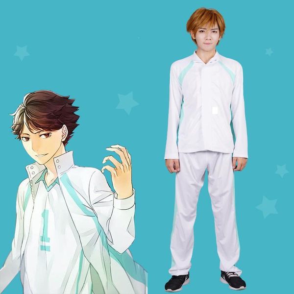 

high-q anime cos haikyuu oikawa tooru short sleeved jacket coat outerwear coats, Black;brown