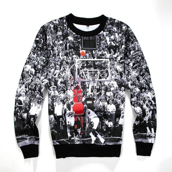 

мужчины / женщины harajuku кофты баскетбол 3d печати 23 все звезды игры пуловер толстовки толстовка sudaderas пальто одежда, Black;white