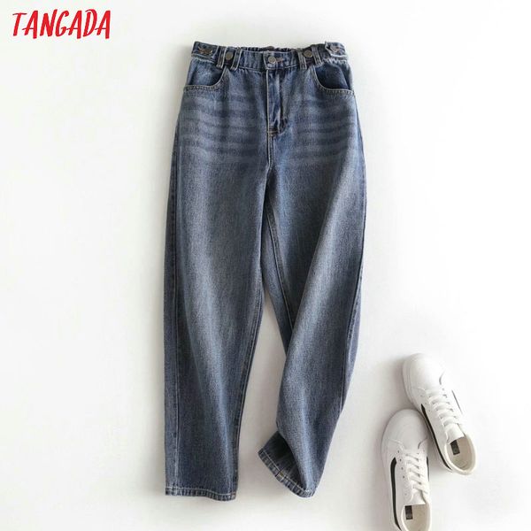 

tangada 2020 мода женщины стретти талия мама джинсы брюки карманные джинсовые длинные брюки женские брюки 2p27, Blue