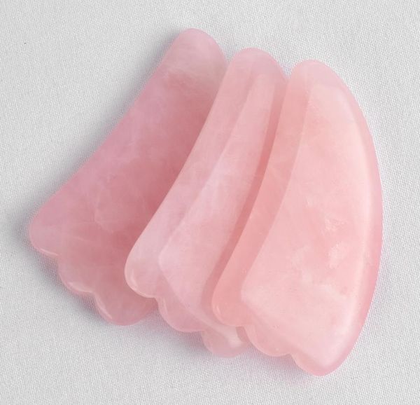 Terapia Grade Chifre Rose Quartz Guasha Placa Pedra Natural Gua Sha Facial Ferramenta de Massagem para SPA Acupuntura