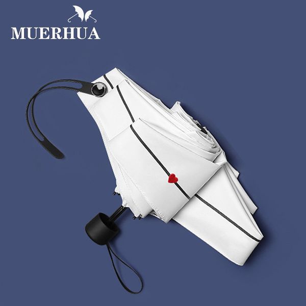 

muerhua 2018 fashion small heart mini pocket umbrella women anti-uv five folding sunny and rainy men umbrella durable parasol