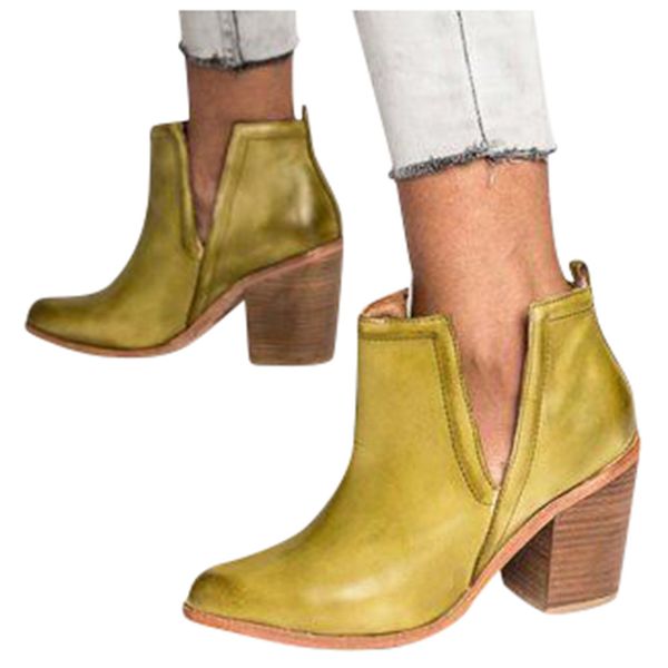 

autumn winter boots women ankle boots women thick heel slip on ladies shoes side hollow ladies shoe bota feminina #920, Black