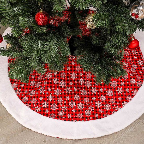 

120cm snowflake printed christmas tree skirt add the festive atmosphere plush christmas home party decor tree decor