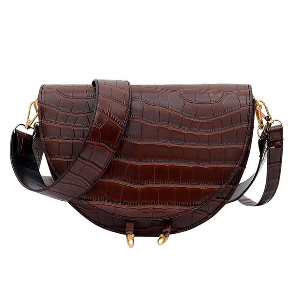 

crocodile crossbody bag fashion semicircle saddle bags pu leather shoulder bags for women ladies handbags luxury designer bolsas