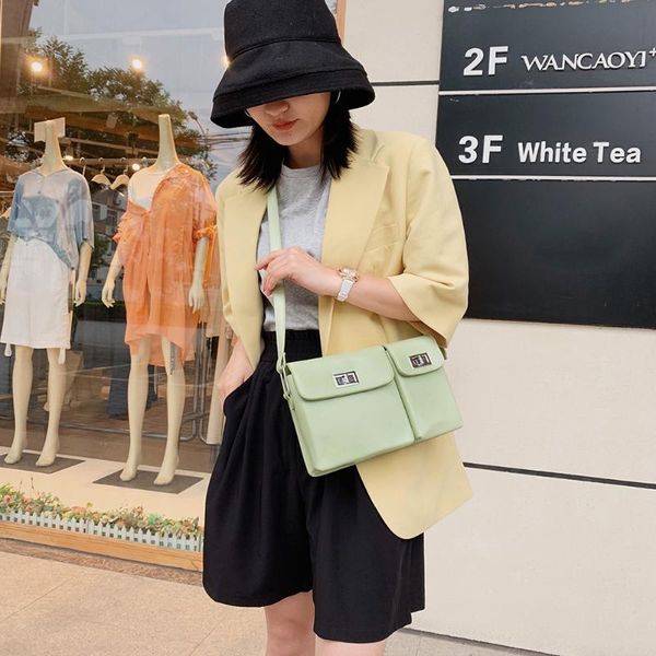 

women solid color handbag square pocket shoulder messenger bag fashion leather classic elegant crossbody shoulder bag