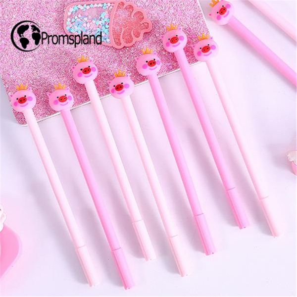 

100pcs mix styles pig gels pink color office school supplies pvc gifts for kids 0.5mm stationery canetas pig style pens 18cm