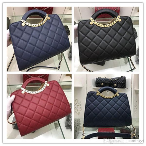 

designers quilted c chain 2way hand bag purse black lizard leather hand bag 1029 size:32x25x10cm