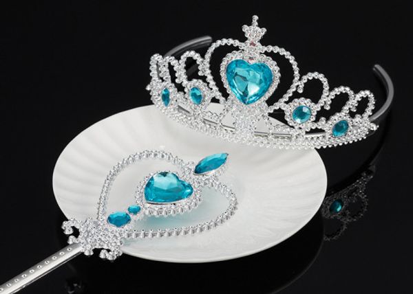 

toys for girl children's crown headdress princess set cute baby bracelet girls accessories magic wand girl toys, White;golden