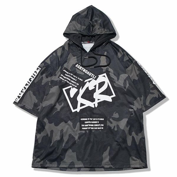 

2019 мужские дизайнерские толстовки новый повседневный свободный бренд с короткими рукавами мужская футболка с капюшоном 2019 весна и лето п, White;black