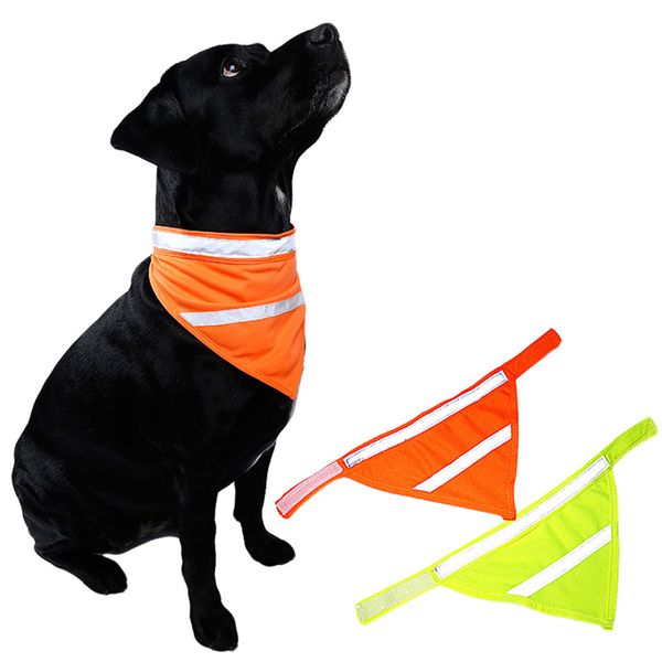 

dog apparel high visivility safety dog scarf pet bandana with reflecting neon color neckerchief coleira cachorro mascotas perro cani