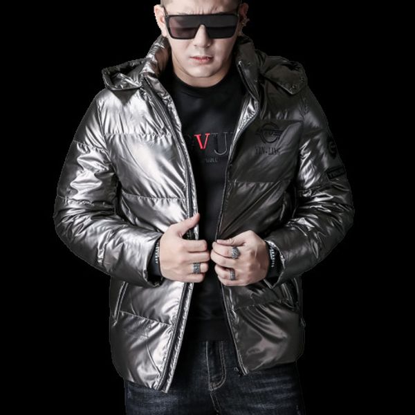

2019 winter puffer jacket men streetwear thermal thick coat snow reflective parka male warm outwear - white duck down jacket men, Black