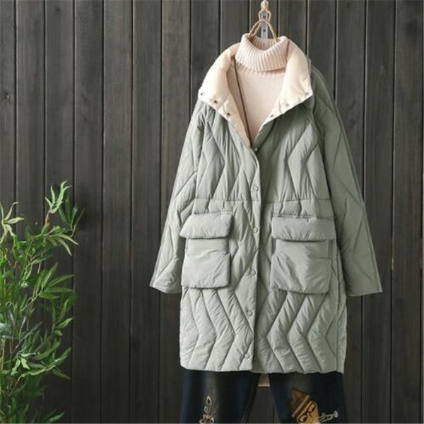 

fitaylor winter ultra light down jacket women plus size 3xl white duck down long coat slim stand collar outwear female jackets, Black