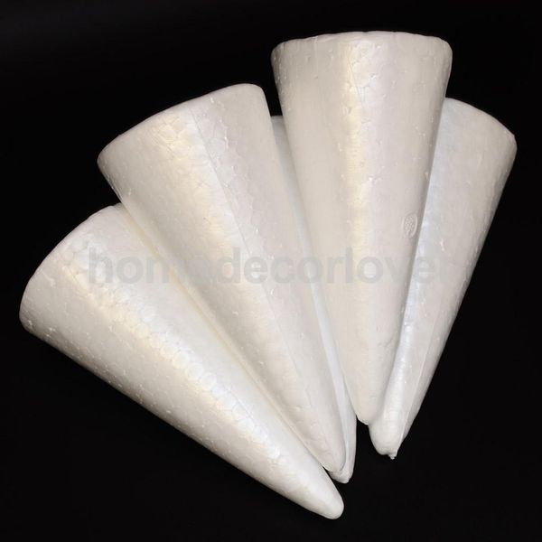 

5 pieces unfinished blank diy christmas tree cone shape styrofoam foam for modeling craft diy 150mm for kids projects