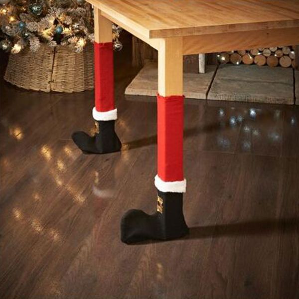 

4pcs/set christmas chair table leg foot socks covers prevent scraping cloth santa claus sock sleeve cover home decor diy gift