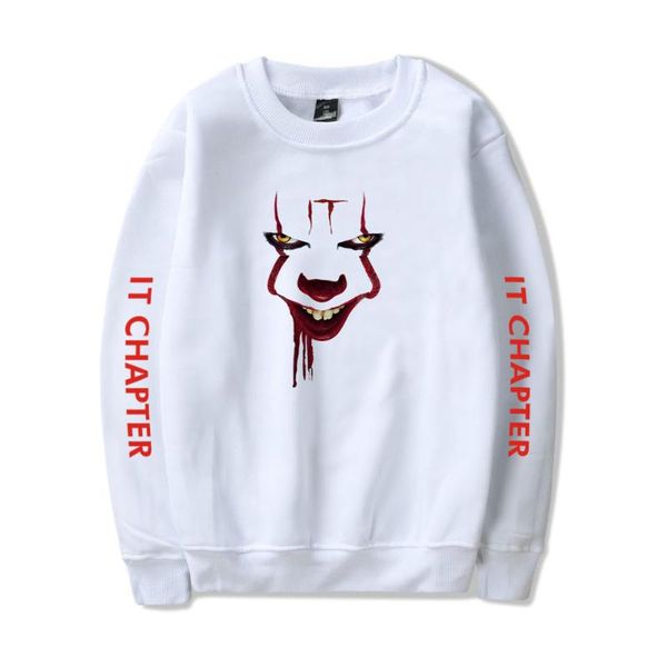 

horror joker print streetwear men's fashion round neck sweatshirts trend horror joker winter fleece casual clothes, Black