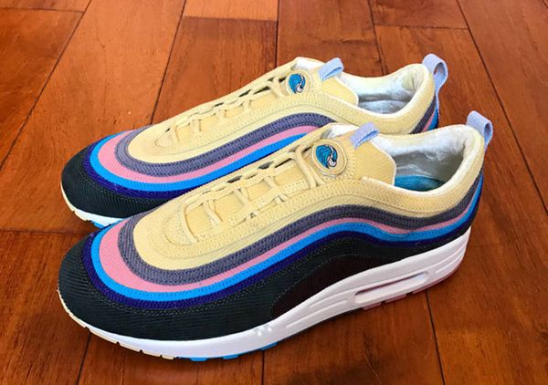 

2020 brand new sean wotherspoon uomini running shoes 97s donne vivid sulphur multi giallo blu hybrid sports sneakers 36-45, White;red