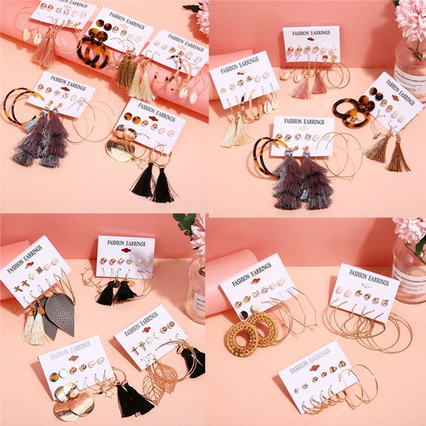 

fashion tassel acrylic earrings for women bohemian earrings set big dangle drop earring simulation pearl female jewelry brincos, Golden;silver