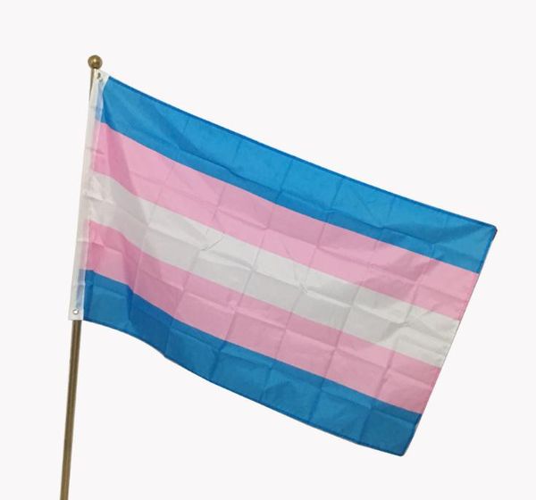 Бесплатная доставка 100шт 3х5 футов Бриз транссексуалов флаг розовый синий радужными флагами ЛГБТ-прайда флаги Знамени с латунными grommets SN2454