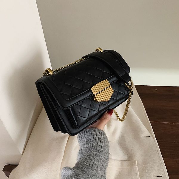 

solid color leather design crossbody bags women 2020 chain shoulder messenger bag female casual fashion lock handbags