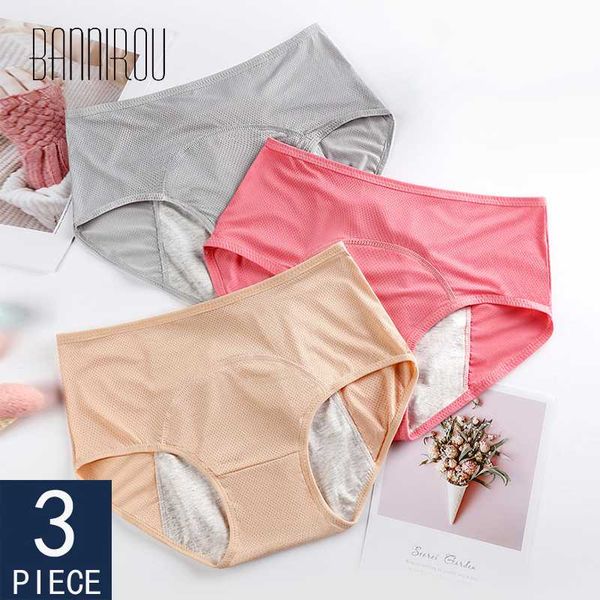 

leak-proof menstrual panties women incontinence underwear period pants menstruation warm cotton panty underwear 3 pcs bannirou, Black;pink
