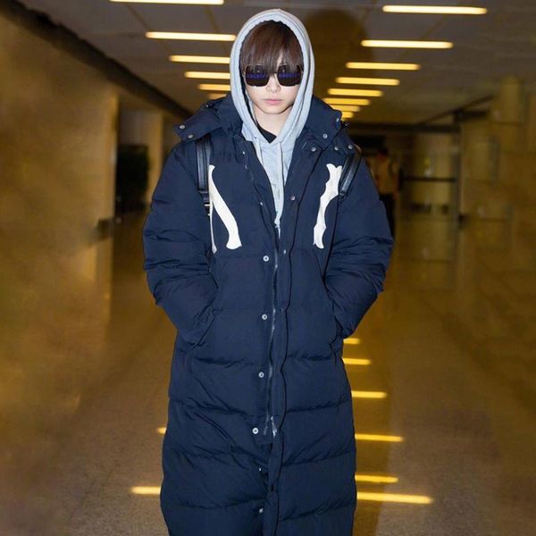 

19fw hooded long section classic down jacket men women coats highstreet outerwear winter warm cotton jackets outdoor windbreaker hfymyrf044, Black