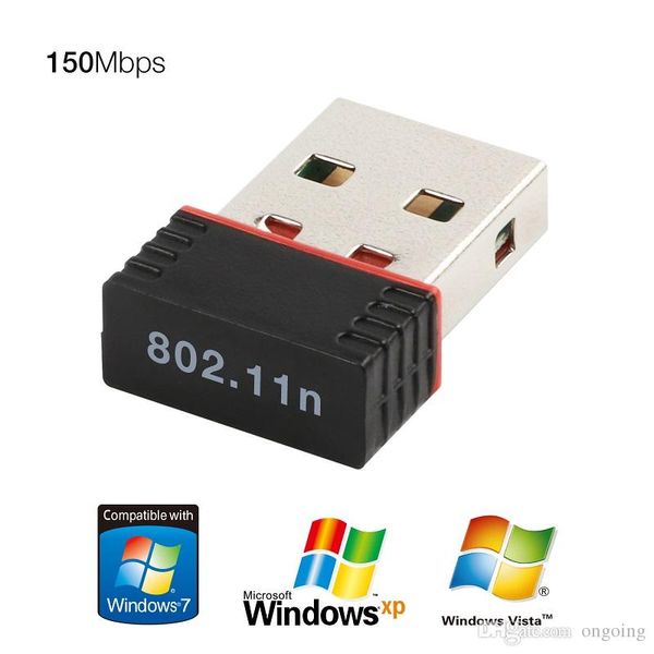 Alta velocidade USB 2.0 Adaptador Wireless WiFi 150M de rede LAN Cartão Mini 150Mbps 802.11 ngb para o Windows XP PC portátil Mini USB WIFI