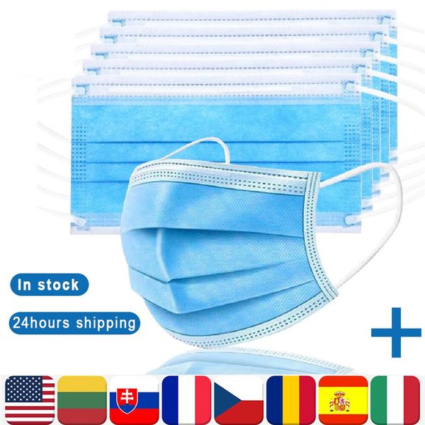 

500000pcs in stock disposable face masks thick 3-layer masks with earloops for salon home use comfortable mask by dhl within 12 hours
