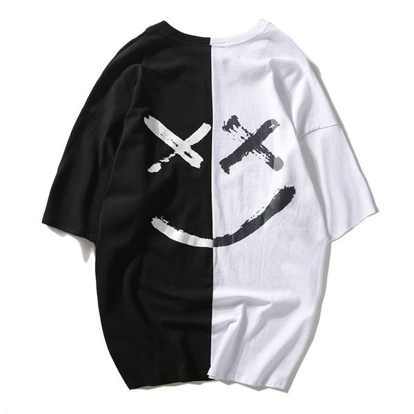 

usa men cotton tshirt smile print streetwear short sleeve us size s-xl, White;black