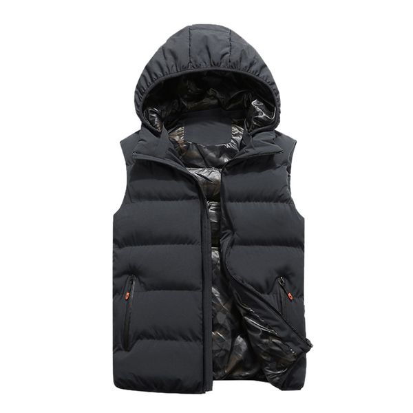 

plus size -5xl winter jackets men vests hooded sleeveless vintage warm cotton windproof bubble coat zipper vest pockets, Black;white