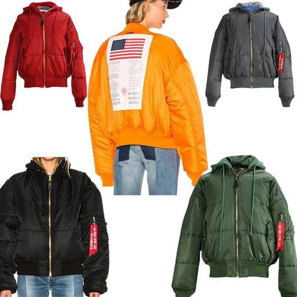 

vetements ma1 flight jackets reversible american flag mens oversize windbreaker bomber thick hooded jacket winter windproof coats hfwpjk105, Black;brown