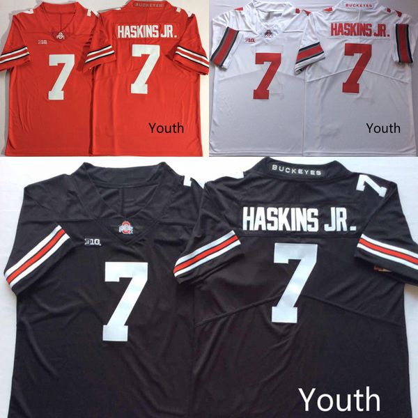 Juventude #7 Dwayne Haskins Custom College Ohio State Buckeyes Jerseys Branco Black Red Kids Boys Tamanho personalizado