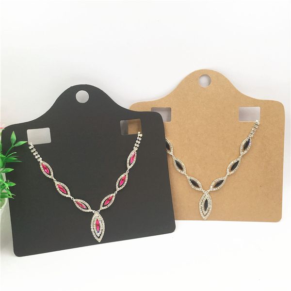 

simple style large size necklace earrings card with holes hang card jewelry display blank kraft paper material 24pcs/lot, Black