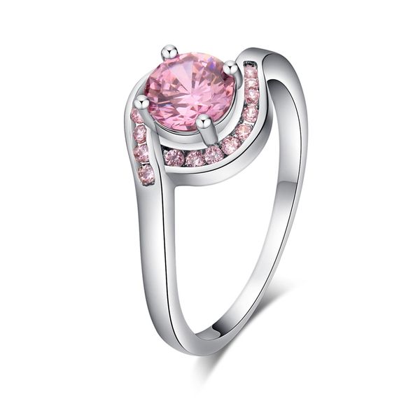 

exquisite women oval rings jewelry bride engagement wedding ring gold rings for women romantic wedding pink crystal gifts jewelr, Slivery;golden