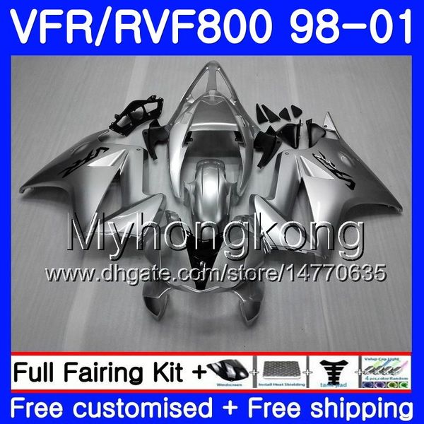 Körper für HONDA Interceptor VFR800R VFR800RR 98 99 00 01 259HM.16 VFR800 VFR 800RR VFR 800 RR Glanz silber 1998 1999 2000 2001 Verkleidungssatz