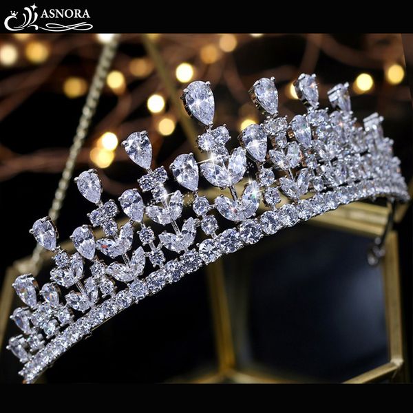 

luxurious zircon tiara bridal hair jewelry wedding hair accessories wedding tiaras queen crystal crowns tiaras, Golden;white