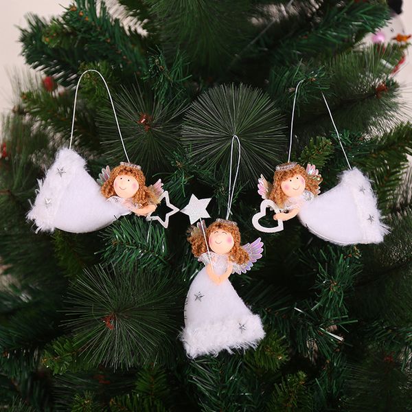 

christmas decorations ornaments for home tree decor christmas cute love plush flying angel pendant tree decoration 3pc