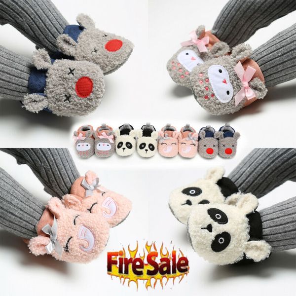 

новорожденных младенцев мальчики первый ходунки anti-slip winter warm малышей животных для ног детская обувь пинетки тапочки мягкие подошва