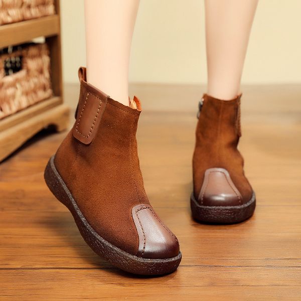 

new leather ladies ankle boots. europe and the united states trend casual wild boots fashion comfortable women's boots, Black
