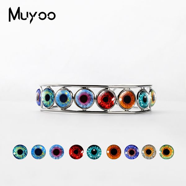 

new arrival vintage colorful dragon eye patterns glass dome bangles beauty cat eyes patterns hand craft gifts jewelry bangle, Black