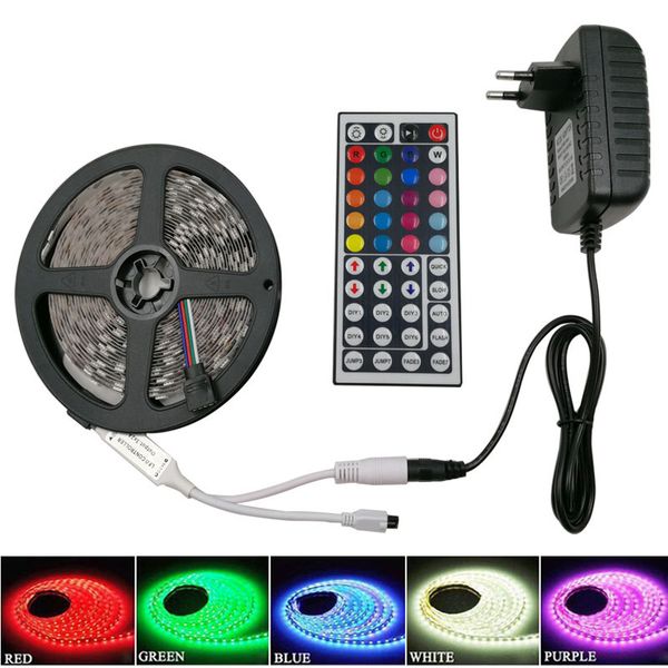 Mudança de cor Led Tiras Luz RGB 5M 5050 SMD 300Led Waterproof IP65 + Presentes Mini 44Key Controlador + 12V 5A alimentação com caixa de Natal