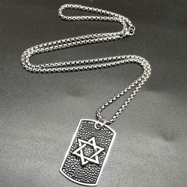 

europe and the united states hipsters hip-hop jun pai hexagram pendant ins male long pendant chain initial necklace men, Silver