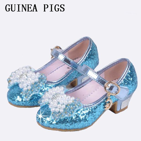 

children princess sandals kids girls wedding shoes high heels dress shoes bowtie gold shoes for girls white pink guinea pigs y190523, Black;red
