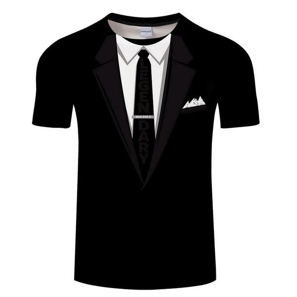 

новейшая мода мужчины / женщина поддельный костюм равномерное смешная 3d-печать футболка повседневная с коротким рукавом смешная футболка фу, White;black